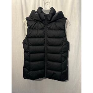 Uniqlo Womens Down Puffer Vest Hoodie Black Size Medium